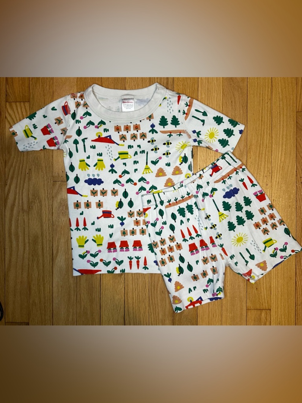 Hanna Andersson White Garden Tools & Veggie Print Pajama Set 6-7